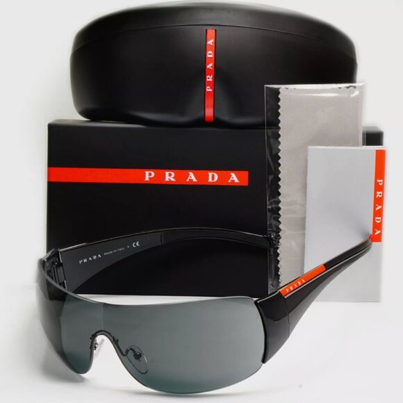 Prada Black Sunglasses Shield Men's Sport Design - Picture 1 of 6